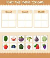 dezelfde kleuren fruit vinden. zoek- en matchspel. educatief spel voor kleuters en peuters