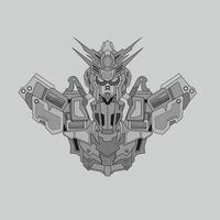 zwart-wit krijger cyborg robot ridder in de heilige geometrie ornamenten achtergrond, perfect voor tatoeages