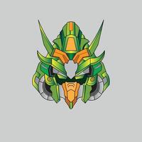 krijger cyborg hoofd robot ridder in de heilige geometrie ornamenten achtergrond, perfect voor t-shirt design, sticker, poster, merchandise en e-sport logo vector