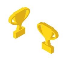 trofee cups awards icon set isometrische weergave symbool van succes sport competitie. vectorillustratie van gouden beker award vector