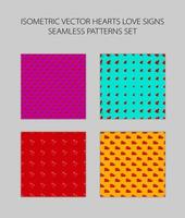 isometrische harten naadloze patroon ingesteld vector roze blauw rood oranje background