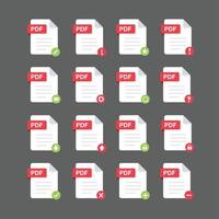 pdf-bestanden icon set, vector design element illustratie