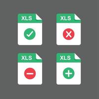 plat ontwerp met xls-bestanden icon set, symboolset, vector design element illustratie