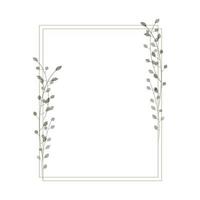 rechthoekig frame in rustieke, minimalistische en aquarelstijl. geometrische rand met aquarel takken en bladeren. modern frame voor ontwerp bruiloft uitnodiging en wenskaart. vector