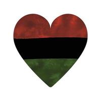 aquarel getextureerde hartvorm in kleur van junitiende pan Afrikaanse vlag - rode, zwarte, groene strepen. vectorillustratie geïsoleerd op een witte achtergrond. ontwerpelement, juni, zwarte geschiedenismaand. vector