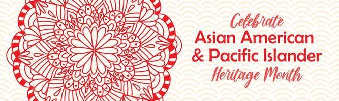 Aziatische Amerikaanse en Pacific Islander Heritage Month. vector horizontale banner voor sociale media met mandala. aapi geschiedenis jaarlijkse viering in de vs.