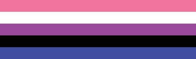 genderfluid trots vlag - horizontale strepen roze - vrouwelijkheid, blauw - mannelijkheid, paars - beide mannelijkheid, vrouwelijkheid, zwart - gebrek aan geslacht, wit vector