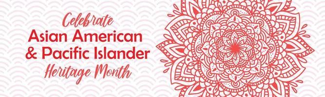 Aziatische Amerikaanse en Pacific Islander Heritage Month. vector horizontale banner voor sociale media met mandala. aapi geschiedenis jaarlijkse viering in de vs.