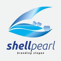 zeeparel en schelp aqua-logo vector