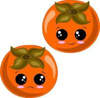 leuke cartoon blij en verdrietig oranje persimmon vector