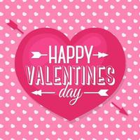 gelukkige Valentijnsdag kaart met mooie typografie felicitatie en pijlen op schattige hart achtergrond. vakantie decoratie-element. vector illustratie