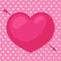 gelukkige Valentijnsdag kaart met mooi hart en pijl op leuke achtergrond gebruik voor uw wens en felicitatie. vakantie decoratie-element. vector illustratie