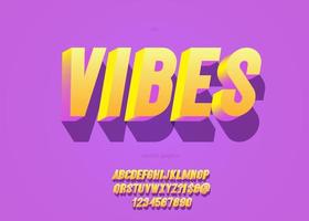 vibes lettertype 3d vet schuine stijl moderne typografie vector