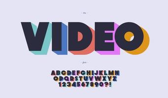 video vector lettertype 3d vetgedrukte kleurstijl
