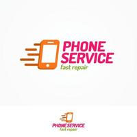 telefoonservice logo set met telefoon en teken snelle reparatie vector