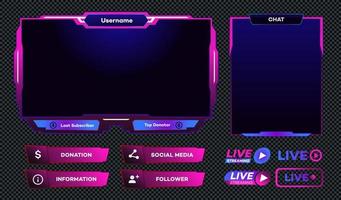 streaming schermpaneel overlay neon thema vector