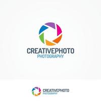 creativephoto logo set met diafragma egale kleurstijl vector