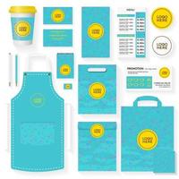 coffeeshop identiteit sjabloon set turquoise kleur vector