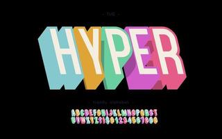 vector hyper lettertype 3d gewaagde kleurrijke stijl