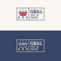 grill logo set kleur en lijnstijl voor barbecue embleem, bbq party, badge, symbool, label vector