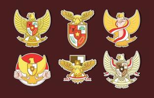 set garuda pancasila stickers vector