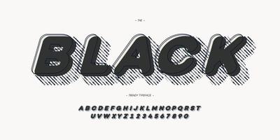 vector zwart lettertype 3d vetgedrukte stijl moderne typografie