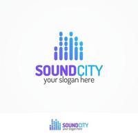 geluid stad logo set moderne kleurstijl vector