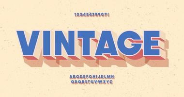 vintage lettertype 3d vetgedrukte stijl trendy typografie vector