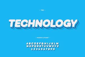 vector technologie lettertype 3d vet schuine stijl