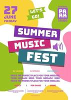 zomer muziekfeest feest poster cartoon stijl vector