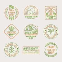 boerderij verse en biologische winkel logo set voor gezonde voeding markt vector