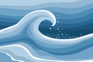 zee Golf. spatten en druppels water. oceaan abstracte stijlvolle achtergrond met tropische kustlijn. blauw water en lucht in verschillende tinten vector