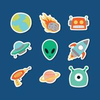 ruimte sci fi doodle element sticker collectie vector
