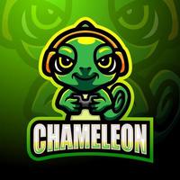 kameleon esport mascotte logo ontwerp vector