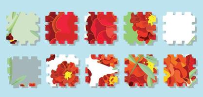 oranje calendula, symbool van de mexicaanse feestdag van de doden. naadloos patroon. set van 10 stuks. vector voorraad illustratie.