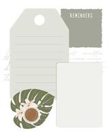 herinnering collage scrapbooking notities takenlijst planner, tekst, gelinieerd papier, koffie lillia monstera. vintage ambacht. vector