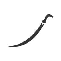 kromzwaard zwaard glyph pictogram. sabel. moslim wapen. islamitische cultuur. silhouet symbool. negatieve ruimte. vector geïsoleerde illustratie