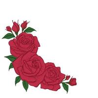rode boeket roos en bladeren. roos voor huwelijksuitnodiging, wenskaart, pakket, t-shirt, label, verjaardag, valentijnsdag, moederdag, vakantie en andere. vector