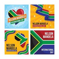 nelson mandela internationale dag kaartenset vector