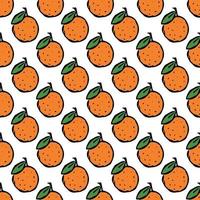 naadloos patroon met oranje pictogrammen. gekleurde oranje achtergrond. doodle vectorillustratie met fruit vector