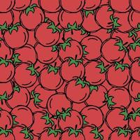 naadloos tomatenpatroon. gekleurde tomaten achtergrond. doodle vectorillustratie met tomaat vector