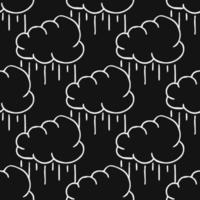 naadloos patroon met regenachtige wolken. zwart-wit doodle regenachtige wolken. doodle cumulonimbus pictogrammen. cumulonimbus naadloos patroon vector