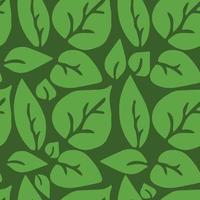 naadloos patroon met groene bladeren. groene bladeren op de groene achtergrond. vector