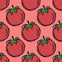 naadloos tomatenpatroon. gekleurde tomaten achtergrond. doodle vectorillustratie met tomaat vector