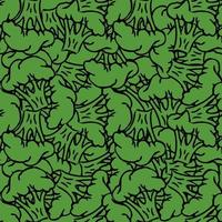 naadloos broccolipatroon. doodle vector groene broccoli pictogrammen. vintage groen broccolipatroon. gezond eten