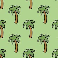 naadloos palmpatroon. gekleurde palmachtergrond. doodle tropisch patroon met groene palmen. vintage handpalmenpatroon vector