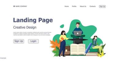 concept ontwerpconcept online school bestemmingspagina website - vector