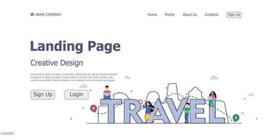 concept ontwerpconcept online reizen bestemmingspagina website - vector