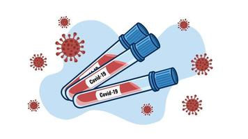 reageerbuis met bloedmonster voor covid-19. testresultaat coronavirus covid-19 vectorillustratie
