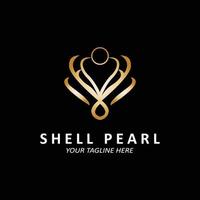 elegante luxe schoonheid logo ontwerp shell parel sieraden, geschikt voor stickers, banners, posters, bedrijven vector